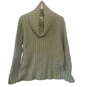 Jones New York Kid Mohair Blend Sweater Women's Green Oversized CrowlNeck Size L